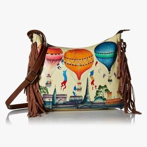 Anuschka Multicolor Hot Air Balloon Crossbody Bag